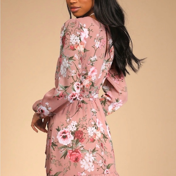 Floral Pink Wrap Dress - Picture 4 of 5